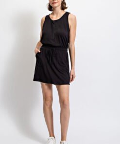 Butter Soft Half Hip Sleeveless Romper Dress in Black - Fashion Are Us