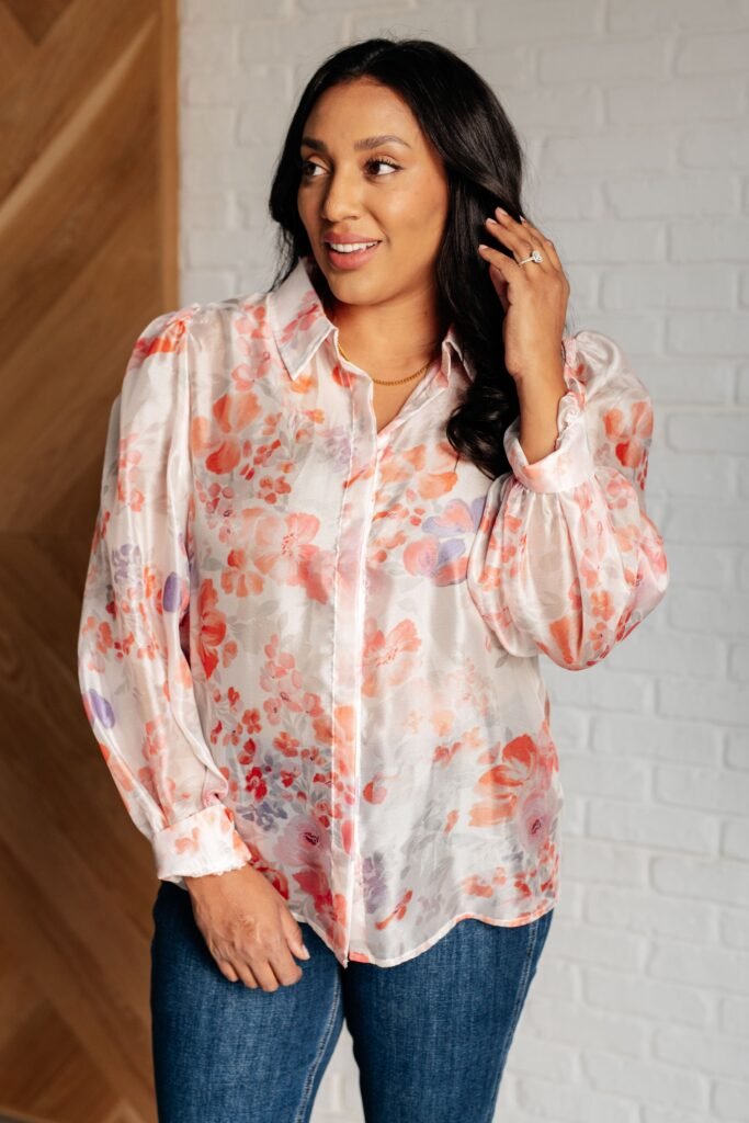 Call Me Back Sheer Floral Button Up Blouse Ave Shops